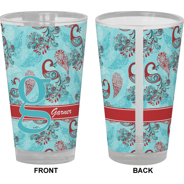 Peacock Pint Glass - Full Color - Front & Back Views