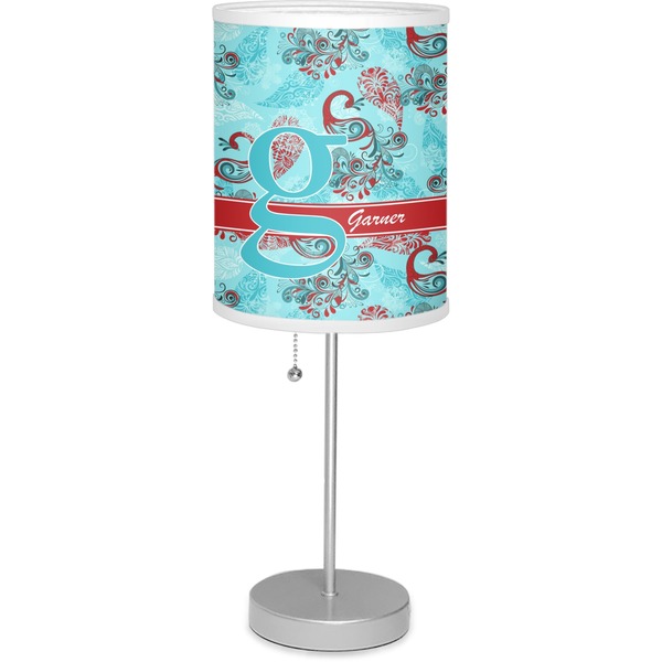 Custom Peacock 7" Drum Lamp with Shade Linen (Personalized)