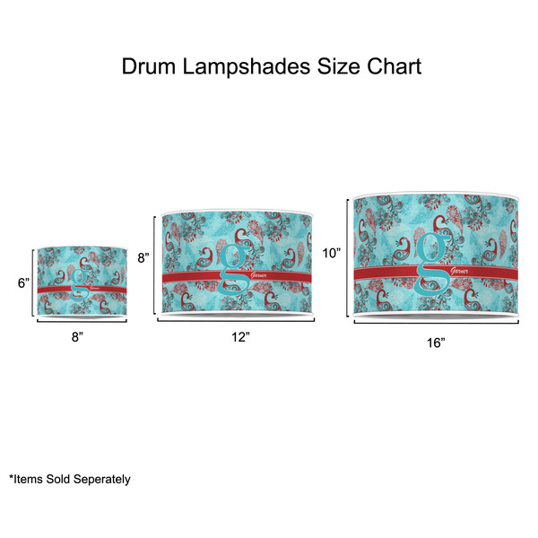 Peacock Drum Lampshades - Sizing Chart