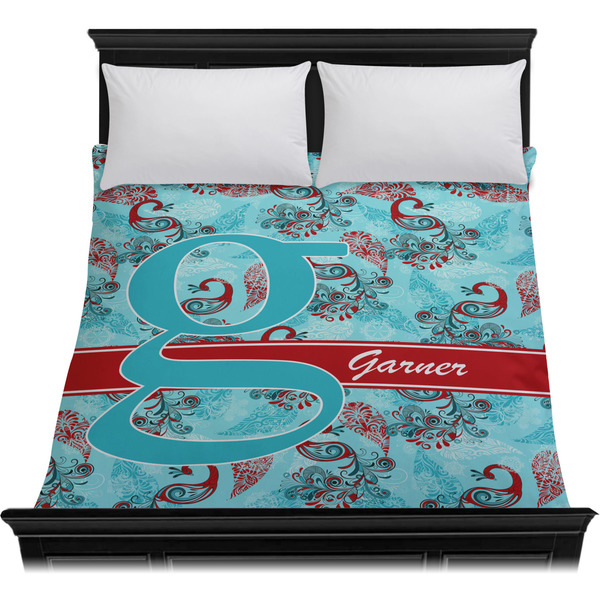 Peacock Duvet Cover - Queen - On Bed - No Prop