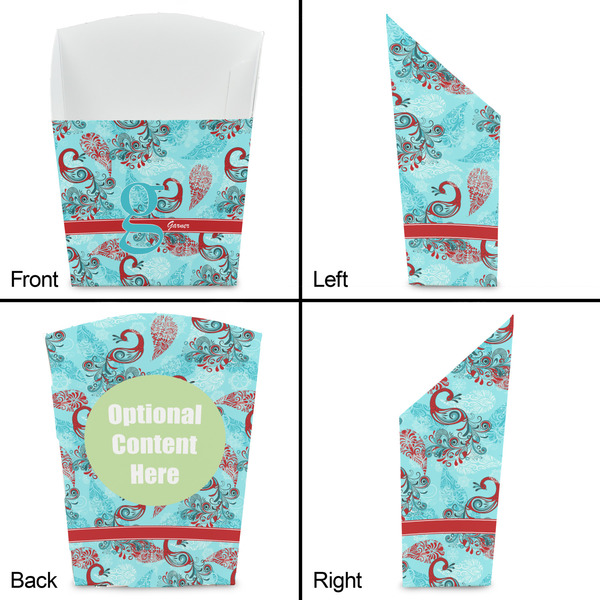 Peacock French Fry Favor Box - Front & Back View