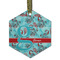 Peacock Flat Glass Ornament - Hexagon w/ Name and Initial