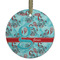 Peacock Frosted Glass Ornament - Round