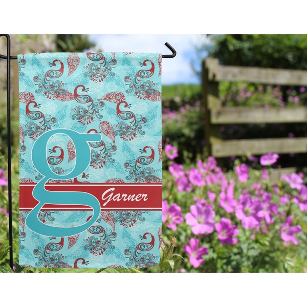Peacock Garden Flag - Outside In Flowers