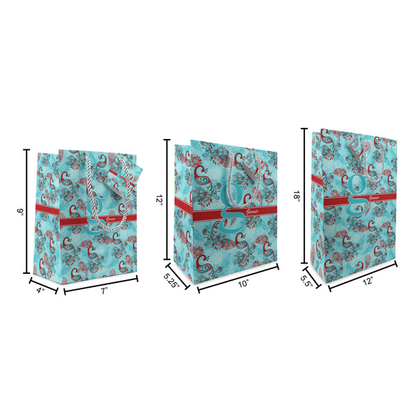 Peacock Gift Bags - All Sizes - Dimensions