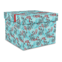 Peacock Gift Box with Lid - Canvas Wrapped - Large (Personalized)