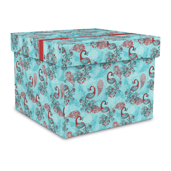 Custom Peacock Gift Box with Lid - Canvas Wrapped - Large (Personalized)
