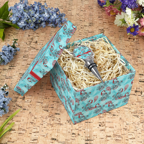 Peacock Gift Boxes with Lid - Canvas Wrapped - Medium - In Context