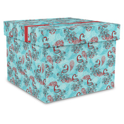 Peacock Gift Box with Lid - Canvas Wrapped - X-Large (Personalized)