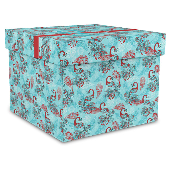 Custom Peacock Gift Box with Lid - Canvas Wrapped - X-Large (Personalized)