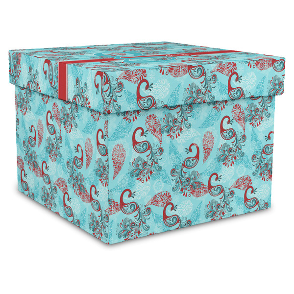 Custom Peacock Gift Box with Lid - Canvas Wrapped - XX-Large (Personalized)