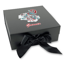 Peacock Gift Box with Magnetic Lid - Black (Personalized)