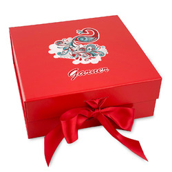 Peacock Gift Box with Magnetic Lid - Red (Personalized)