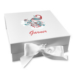 Peacock Gift Box with Magnetic Lid - White (Personalized)