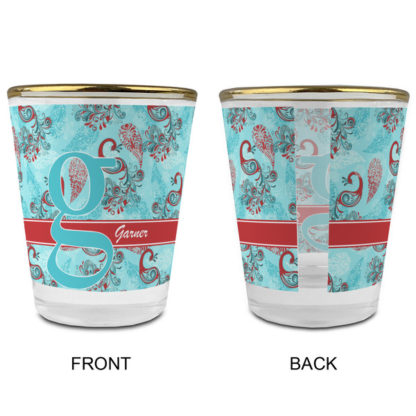 Peacock Glass Shot Glass - with gold rim - APPROVAL