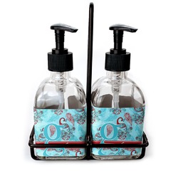 Peacock Glass Soap & Lotion Bottle Set (Personalized)