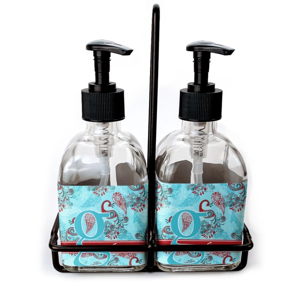 Custom Peacock Glass Soap & Lotion Bottle Set (Personalized)