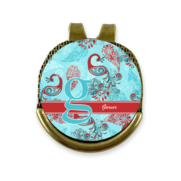 Custom Peacock Golf Ball Marker - Hat Clip - Gold