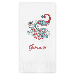 Peacock Guest Napkins - Full Color - Embossed Edge (Personalized)