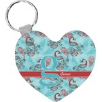 Peacock Heart Plastic Keychain w/ Name and Initial