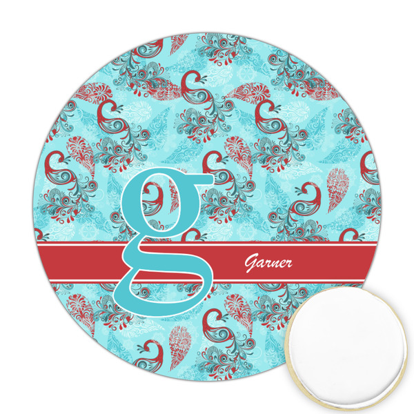 Custom Peacock Printed Cookie Topper - Round (Personalized)