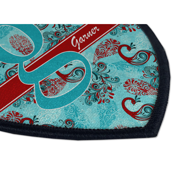 Peacock Iron on Shield 3 Detail