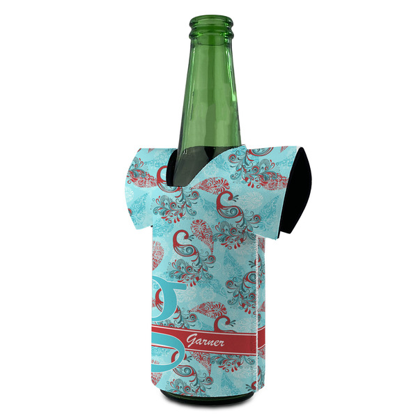 Peacock Jersey Bottle Cooler - ANGLE (on bottle)