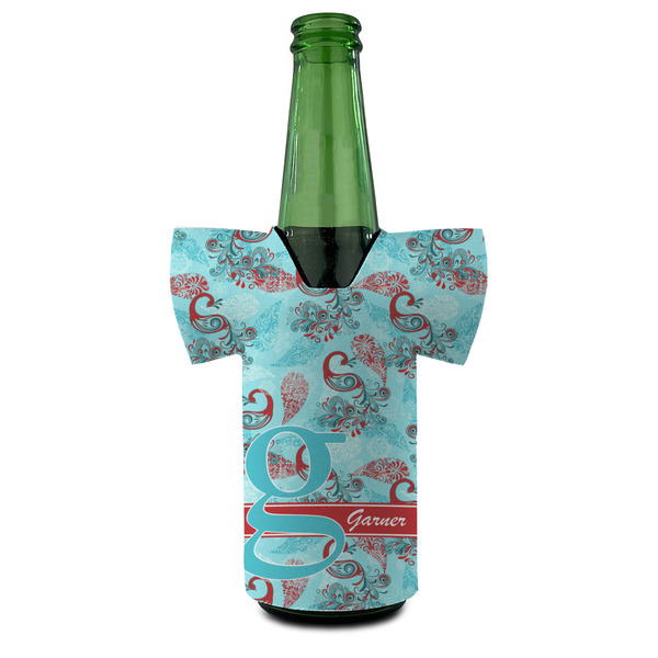 Peacock Jersey Bottle Cooler - FRONT (on bottle)