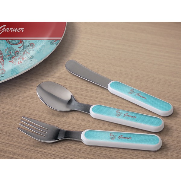 Peacock Kids Flatware w/ Plate