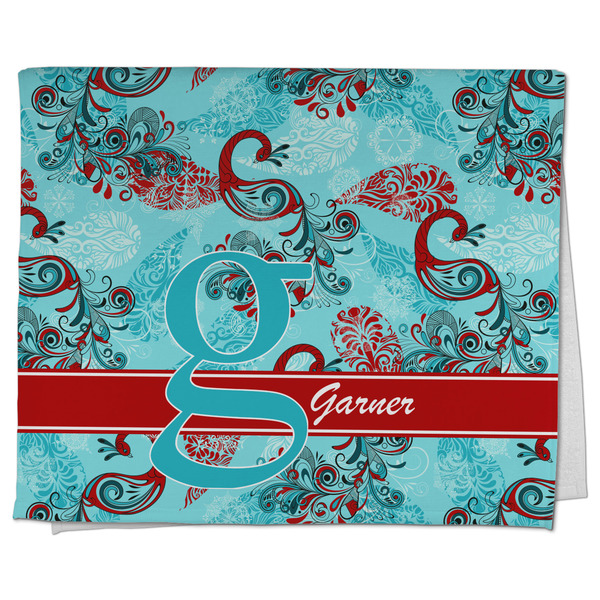 Custom Peacock Kitchen Towel - Poly Cotton w/ Name and Initial