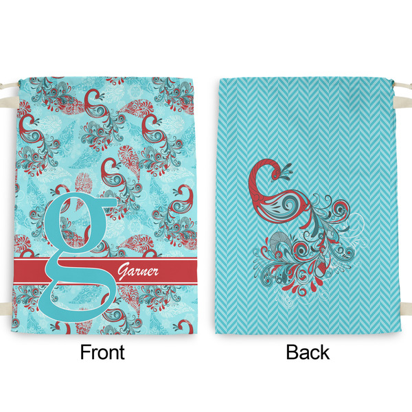 Peacock Large Laundry Bag - Front & Back View