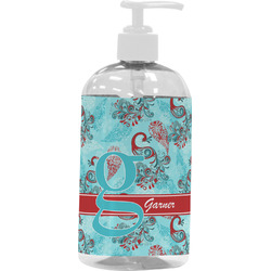 Peacock Plastic Soap / Lotion Dispenser (16 oz - Large - White) (Personalized)