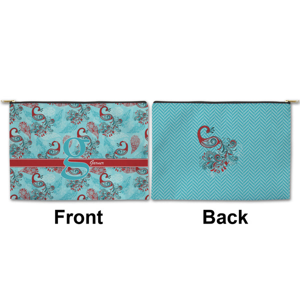 Peacock Large Zipper Pouch Approval (Front and Back)