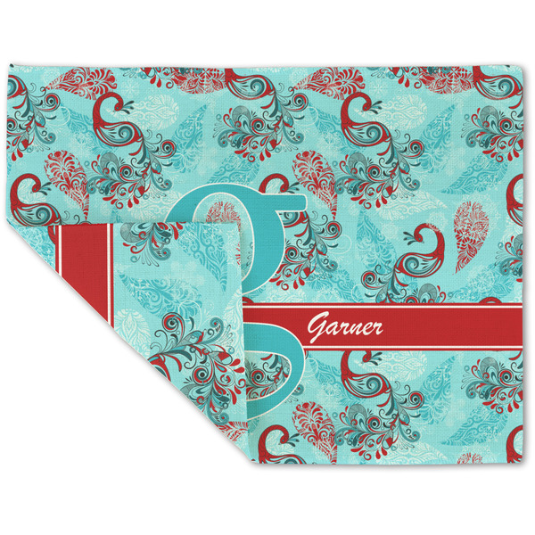 Peacock Linen Placemat - Folded Corner (double side)