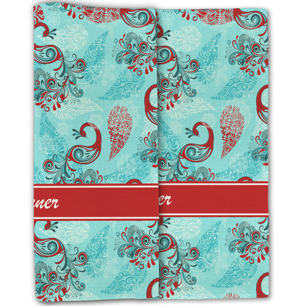 Peacock Linen Placemat - Folded Half (double sided)