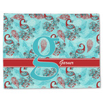 Peacock Single-Sided Linen Placemat - Single w/ Name and Initial