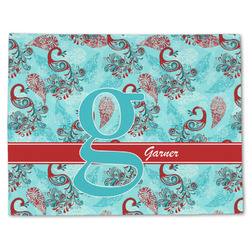 Peacock Single-Sided Linen Placemat - Single w/ Name and Initial