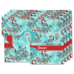 Peacock Linen Placemat w/ Name and Initial