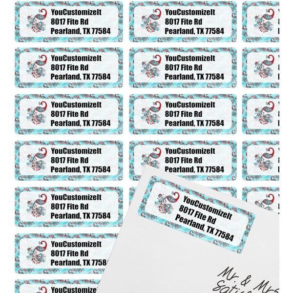 Peacock Mailing Label on Envelope - Multiple Labels