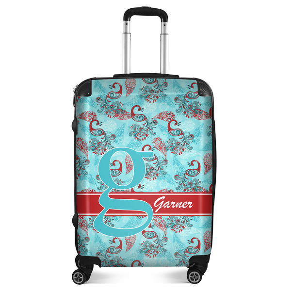 Custom Peacock Suitcase - 24" Medium - Checked (Personalized)