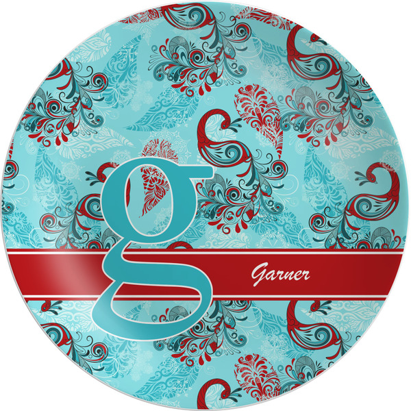 Custom Peacock Melamine Salad Plate - 8" (Personalized)