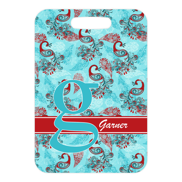 Peacock Metal Luggage Tag - Front Without Strap