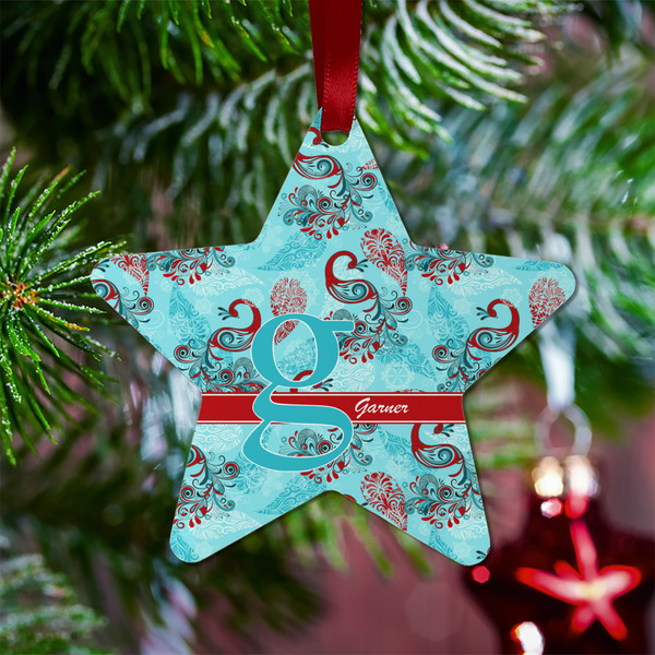 Peacock Metal Star Ornament - Lifestyle