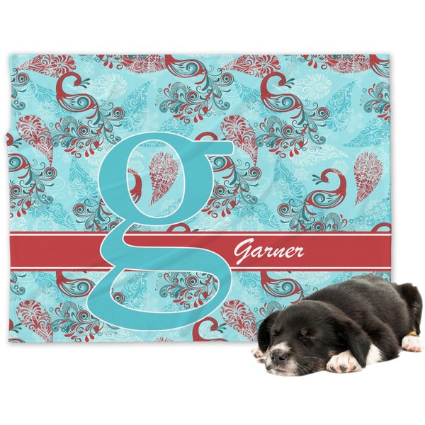 Custom Peacock Dog Blanket - Large (Personalized)