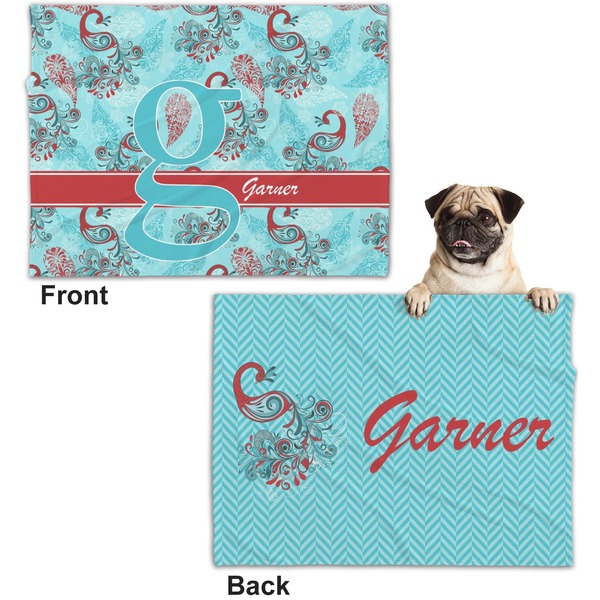 Peacock Microfleece Dog Blanket - Regular - Front & Back