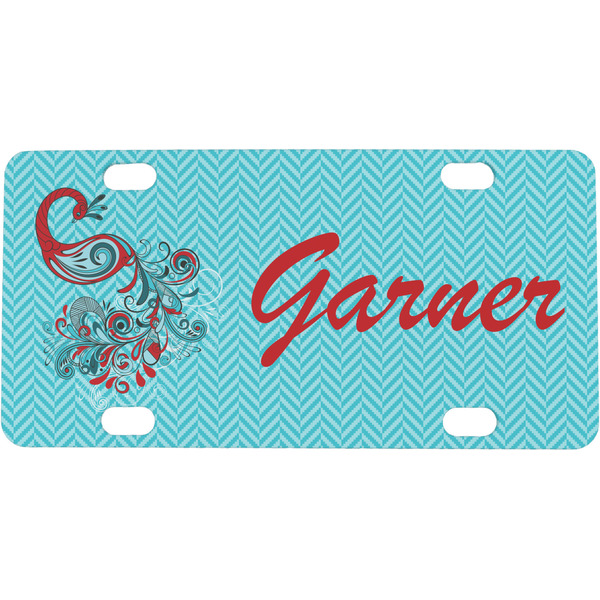 Custom Peacock Mini / Bicycle License Plate (4 Holes) (Personalized)