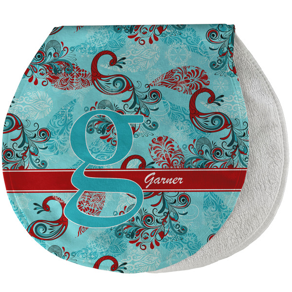 Custom Peacock Burp Pad - Velour w/ Name and Initial