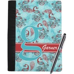 Peacock Notebook Padfolio - Large w/ Name and Initial