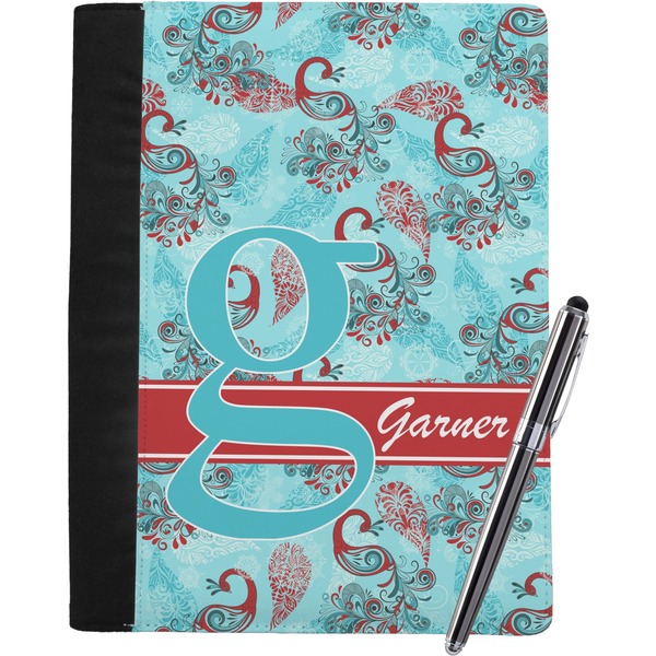 Custom Peacock Notebook Padfolio - Large w/ Name and Initial