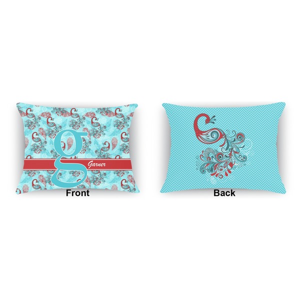 Peacock  Outdoor Rectangular Throw Pillow (Front and Back)